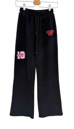 White Fox Boutique Lucky 13 Graphic Wide Leg Sweatpants Black Pink Size XS thumbnail 1