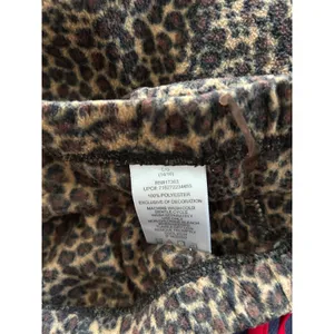 Anne Klein Womens Leopard Print Fleece Pajama Set Large Brown Red Trim L 14-16 thumbnail 3
