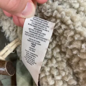 Free People Tan Camouflage Sherpa Jacket Toggle Button Cotton Womens Small thumbnail 8
