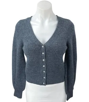 Abercrombie & Fitch Gray Knit Long Sleeve Button Down Cardigan Sweater Top Sz S thumbnail 1