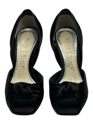 White House Black Market WHBM ❁ Satin Knot Peep Toe D’Orsay Heels ❁ Black 6M ❁ thumbnail 10