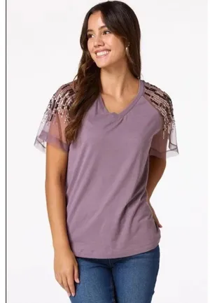 NWT Sequin Sleeve T thumbnail 1