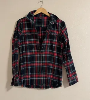 Eddie Bauer Plaid Button-Up Shirt - Red & Green thumbnail 1