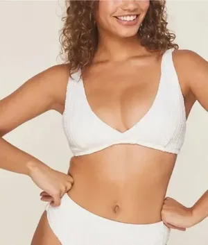 NWT Andie The Belmar Top Twisted V Neck Plunge Bikini Top Removable Cup M Black thumbnail 1
