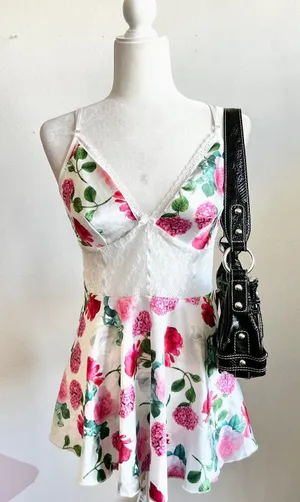 Floral‎ Lace Babydoll Top, Coquette Y2K Romantic Vintage Balletcore Medium thumbnail 1