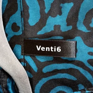 Venti6 LA Teal Abstract Swirl Ruched Mini Dress Long Sleeve Made in Italy S‎ thumbnail 6