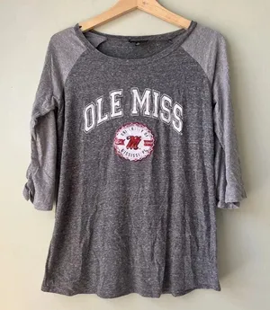 Gameday Couture Ole Miss Grey 3/4 Sleeve T-Shirt‎ Medium thumbnail 1