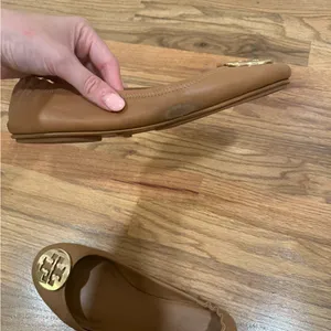 Tory Burch Minnie Ballet Flats- tan with gold logo thumbnail 5