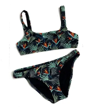 MeUndies Blue Flower of Paradise Swim Suit Top and Bikini Bottom thumbnail 1