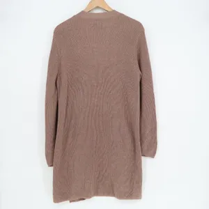 Gap Cardigan Sweater Women Medium Brown Knit Open Front Pockets Side Slit Ribbed thumbnail 4
