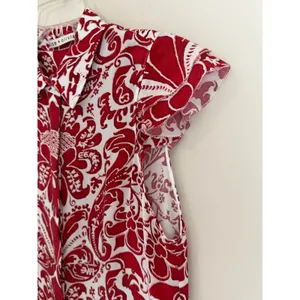 Alice + Olivia Shirt Dress Dress Womens S Red White Damask Flutter Sleeve thumbnail 7