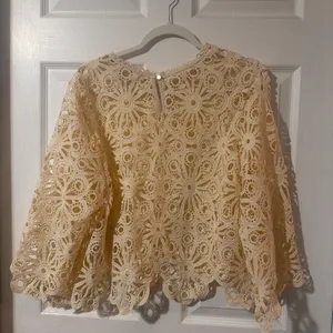 Cream lace blouse with floral and circular motifs #lace #floral thumbnail 2