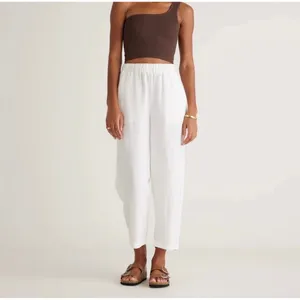 Quince 100% European Linen Wide Leg Ankle Pull On Pant White 3X thumbnail 3
