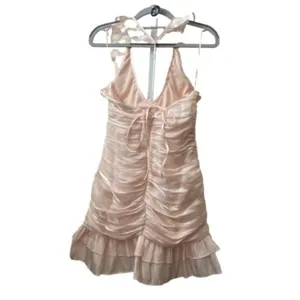 👗‎ NWT Akira Light Pink Halter Gathered and Ruffled Dress | Size S 👗 thumbnail 8