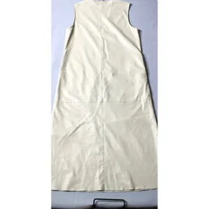 ZARA Ice Faux Leather Tunic Dress‎ Cream Tan Midi Shift Dress Pockets Medium thumbnail 4