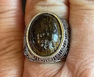 Tigers eye stone silver ring size 9 Brown thumbnail 8