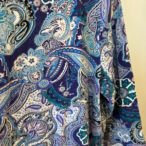 Chico's Size 2 Blue‎ Abstract Floral Paisley Print Blouse Top Shirt Size Large thumbnail 9