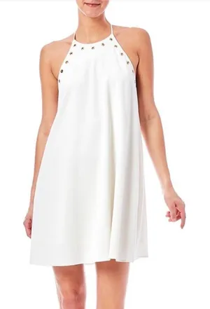 Amanda Uprichard Montauk Mini Ivory Grommet Dress thumbnail 1