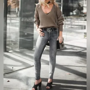 Free People Allure‎ Pull Over Deep V-Neck Ribbed Sweater Taupe Brown Size Small thumbnail 3