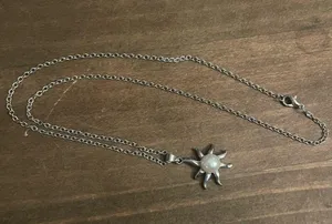 Vintage sun with genuine pear center pendant necklace thumbnail 1