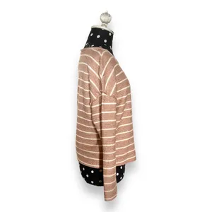 Anthropologie Womens Sweatshirt‎ Size XS Devin Textured Striped Tan Cream thumbnail 6
