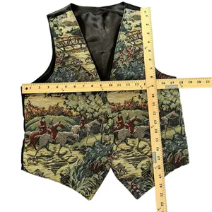 Vintage equine Vest tapestry Woven Country-side English cottagecore horse small thumbnail 3