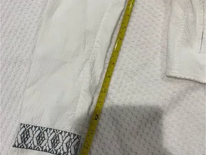 Zara White Textured Zip-Front Jacket with Patterned Trim thumbnail 7