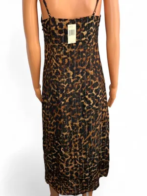 GUESS Leopard Print Slip Dress with Lace Trim thumbnail 3