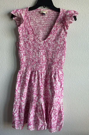 Universal Threads Pink Floral Smocked Mini Dress XS Cottagecore Style thumbnail 1