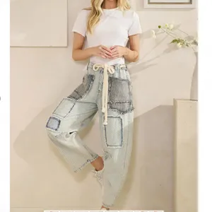Oli & Hali Light Wash Patchwork Cropped Wide-Leg Jeans XL thumbnail 13