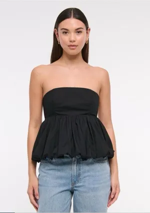 Abercrombie Strapless Bubble Hem Top thumbnail 1