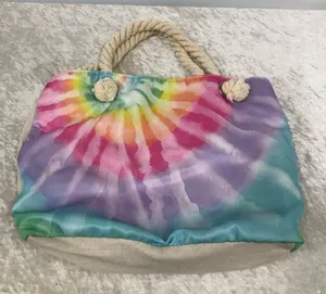 Tye dye tote bag rope like purse straps thumbnail 1