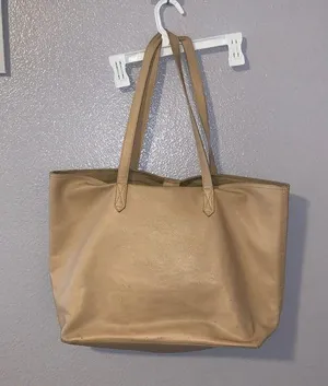 Old Navy Beige Faux Leather Tote Bag thumbnail 1