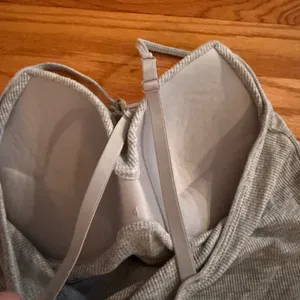 Ribbed Cami Built-in Padded Bra Size L Heather Gray Adjustable Strap Tank Top thumbnail 3