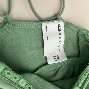 ASOS Green Lace-Up Dress gorgeous easy wear! Like new lace up back -llace trim thumbnail 3