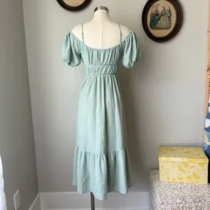 Sage green milkmaid dress - ASTR thumbnail 5