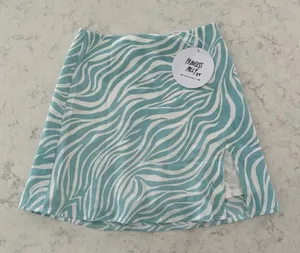 Princess Polly Teal Zebra Mini Skirt thumbnail 1