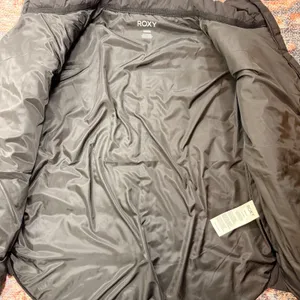 Roxy Womens Black Quilted Grid Puffer Jacket Funnel Neck Full Zip Sporty Sz S thumbnail 8
