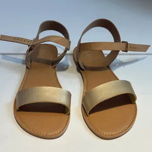 Dream Pairs Hoboo‎ Gold Nude Flat Ankle Strap Sandals 8.5 Metallic Minimalist thumbnail 5