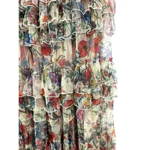 Beulah Style‎ Floral Mesh Tiered Ruffle Skirt L NWT Romantic Cottagecore thumbnail 4