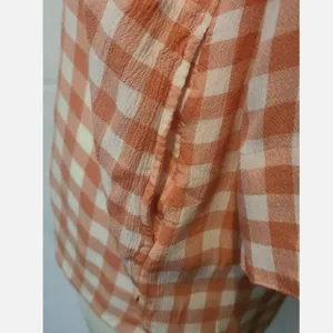 Soft Surroundings Orange White‎ Gingham Tunic Top V-Neck 3/4 Sleeve Rayon 3BA17 thumbnail 4