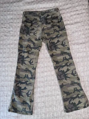 Duplex Y2k / 90s Style Olive Camouflage Bootcut Flare Jeans. Size 8 Petite thumbnail 5