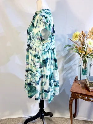 💥Marie Oliver Neelie Abstract Print Silk Blend Button Front Shirt Dress~XS🧡 thumbnail 6