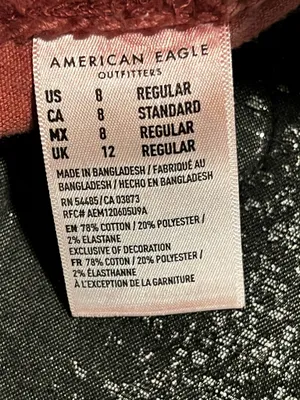 Womens sz8 American Eagle super stretch burgundy corduroy mini skirt thumbnail 8