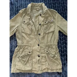 Free People Not Your Brothers Surplus Army Green Full Zip Jacket Size‎ Small thumbnail 2