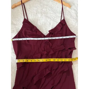 Lulus Fancy Sweetness Wine Red Ruffled Lace-Up Sleeveless Maxi Dress Size XL NWT thumbnail 6
