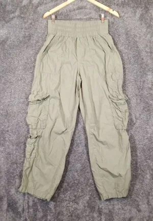 aerie Olive Green Elastic Waist Cargo Pants High Rise Cotton Gorpcore Streetwear thumbnail 1