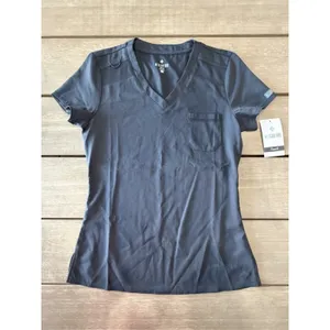 Med Couture Touch Pewter Gray‎ XS Women’s Scrub Top MC7448 V-Neck 1 Pocket thumbnail 2