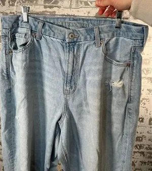 American Eagle | women curvy mom jeans distressed denim thumbnail 1
