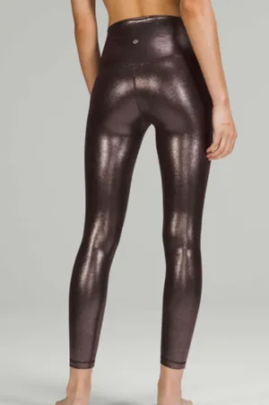 Lululemon Align High Rise Pants 25" Shine Nulu Radiate Foil French Press Size 6 thumbnail 2